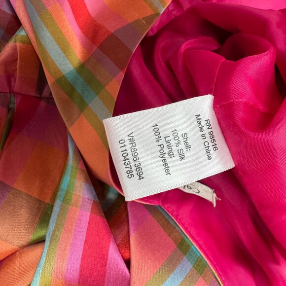 Coldwater Creek Vintage Pink Plaid Silk 60’s Style Sleeveless Dress Size 8 - Picture 5 of 8